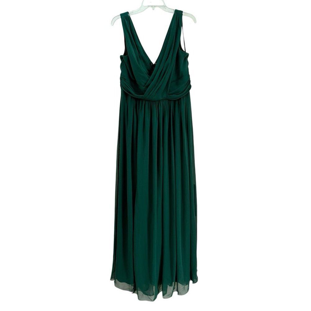 DESSY COLLECTION Sleeveless Draped Chiffon Maxi Dress Women 16 Hunter Green NWOT - Picture 4 of 11